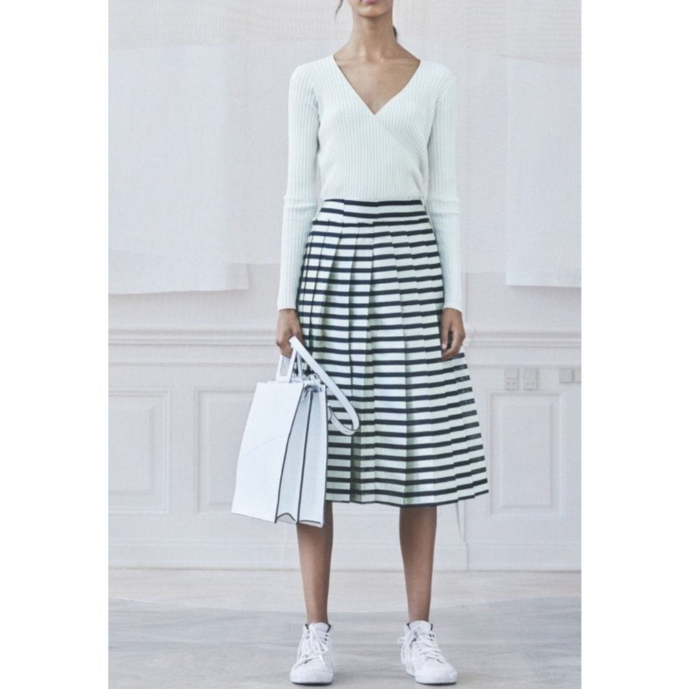 Vintage Baum Und Pferdgarten Pleated Sheer Striped Flare Skirt-Size 42